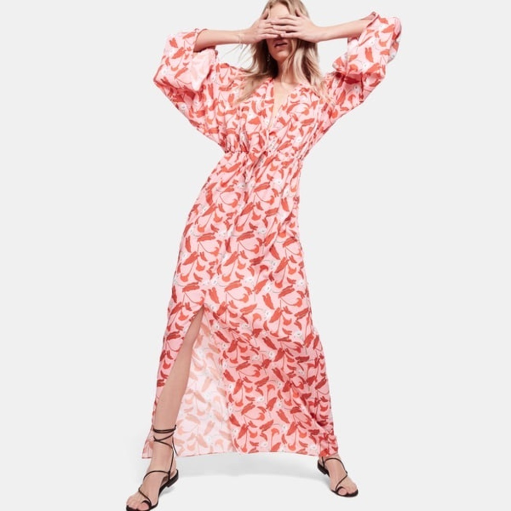 Borgo de Nor Dress Elsa‎ Tie-Front Draped Midi US 6 Romantic Balletcore Coquette